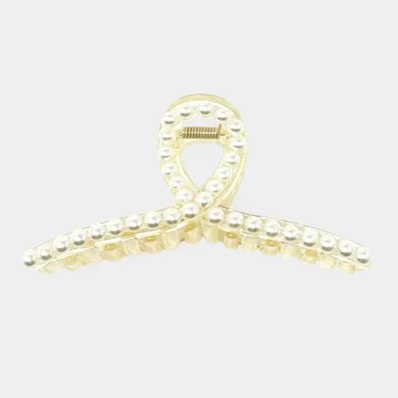 NEW Pearl Clear White Hair Claw Clip - Picture 3 of 8